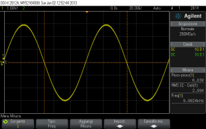 Fig. 4.2 - Segnale sinusoidale a 10 kHz, dopo il ripristino.